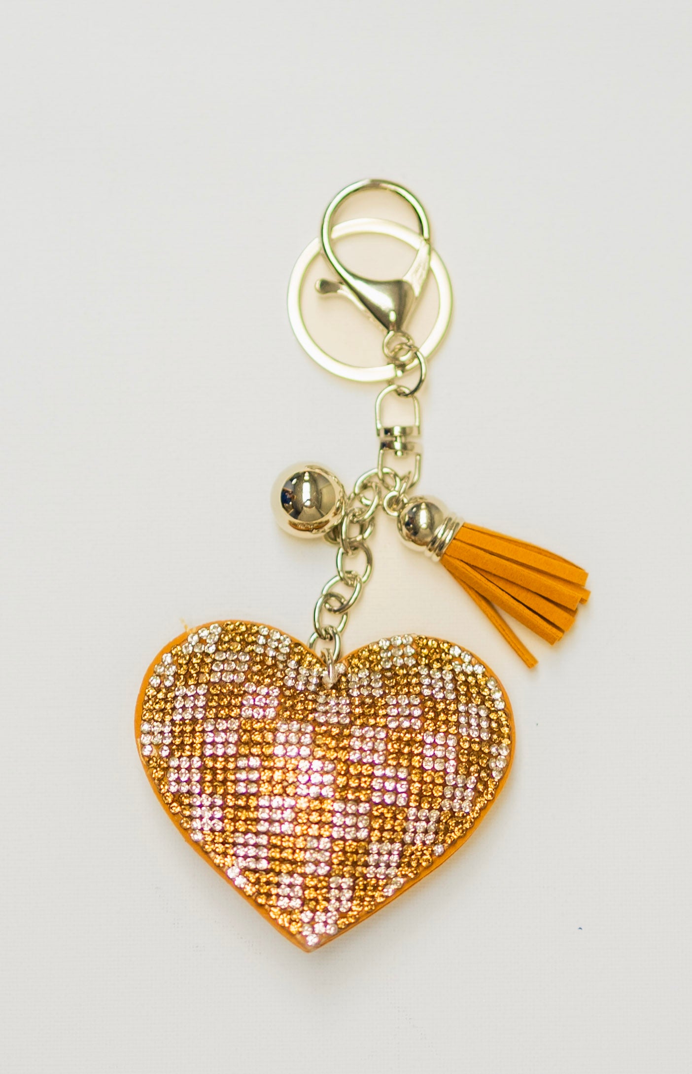 Orange Checkered Heart Charm
