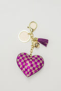 Purple Checkered Heart Charm