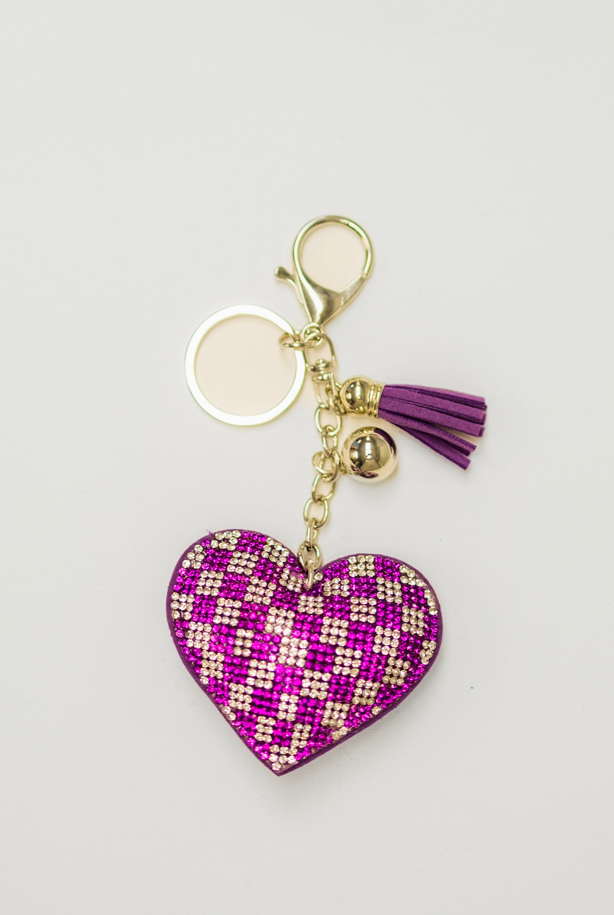 Purple Checkered Heart Charm
