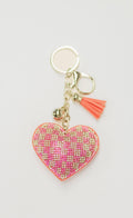Pink Checkered Heart Charm