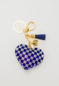 Blue Checkered Heart Charm