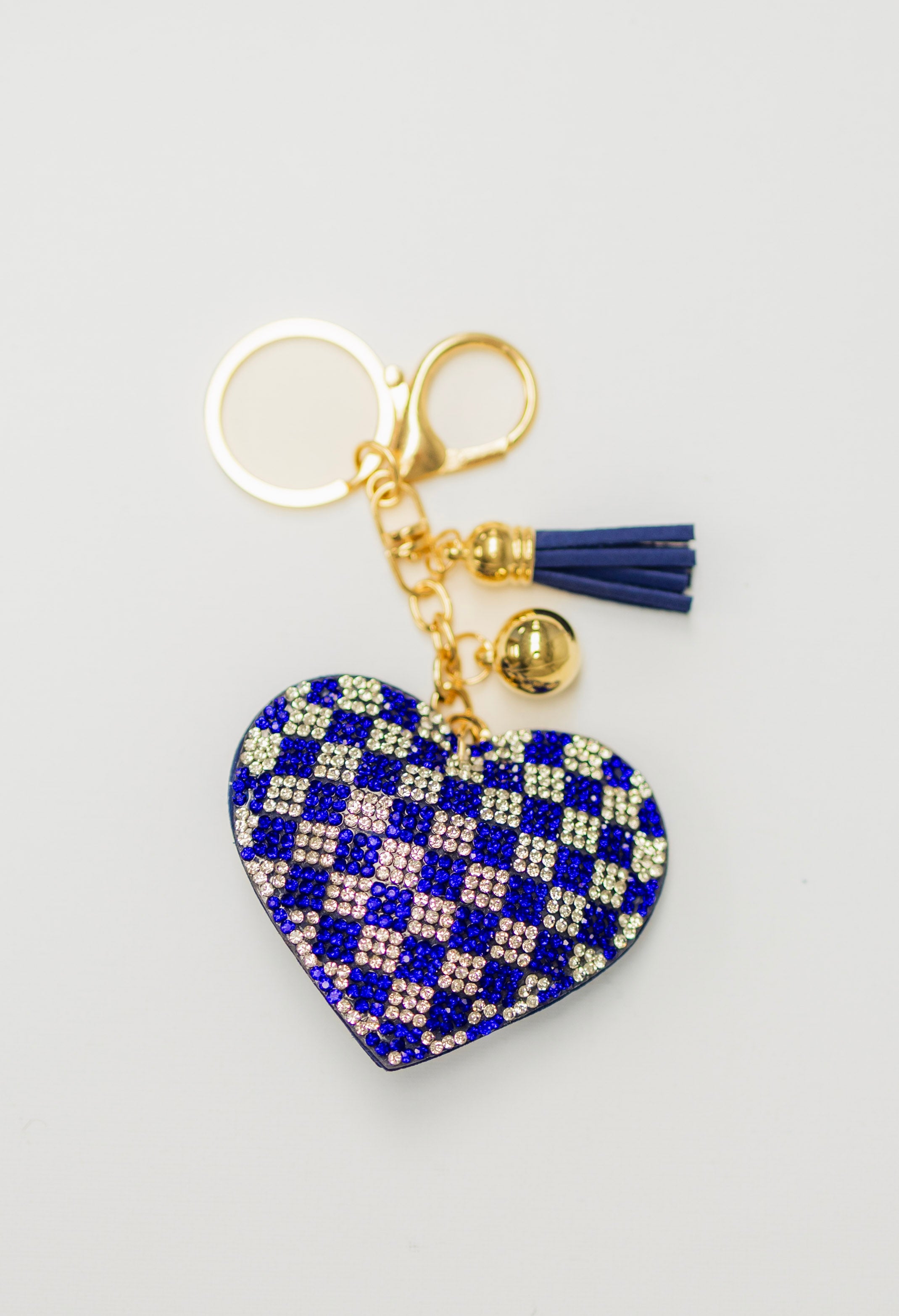 Blue Checkered Heart Charm