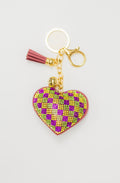 Purple, Yellow, and Green Checkered Heart Charm
