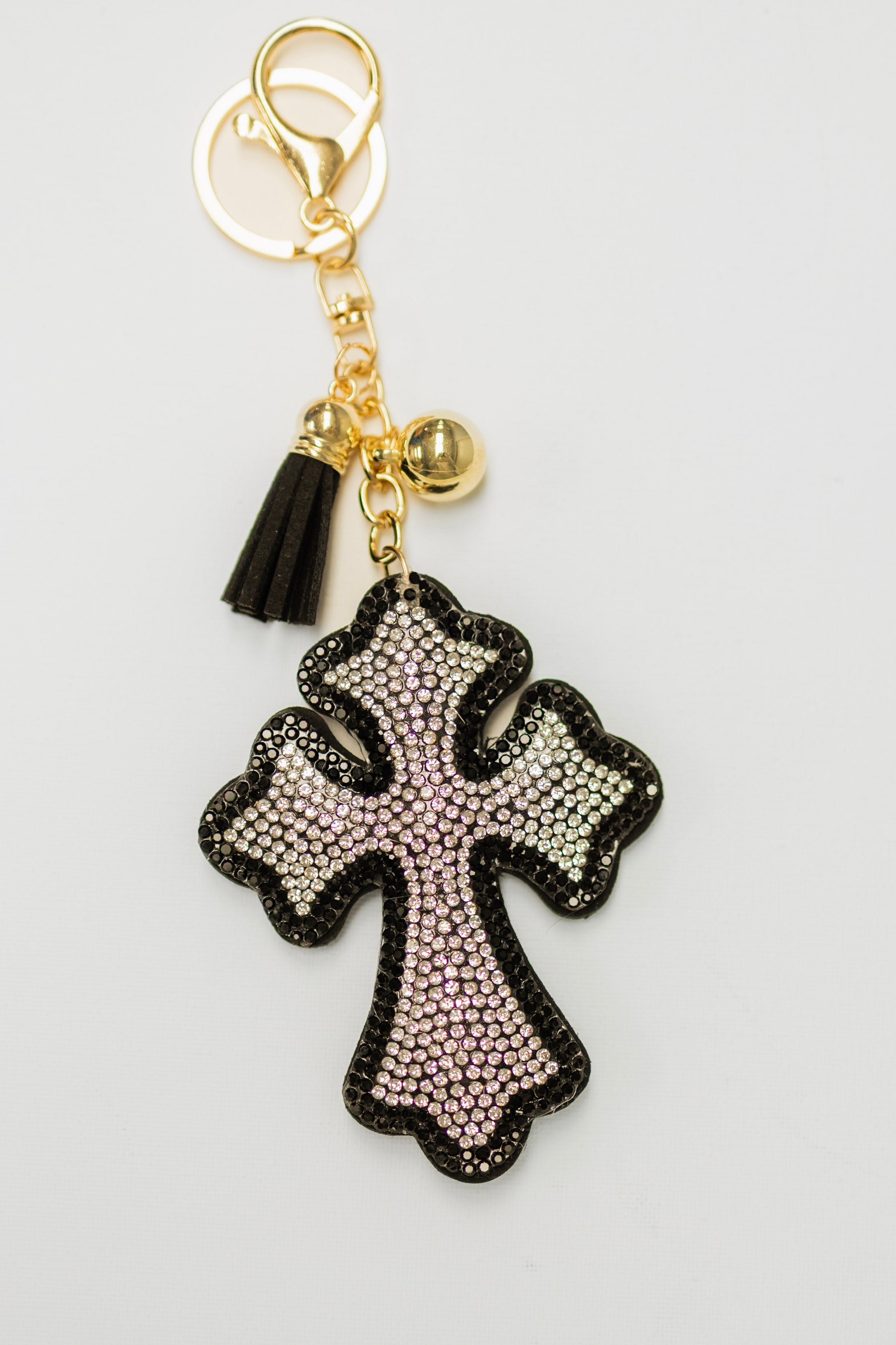 White and Black Cross Charm