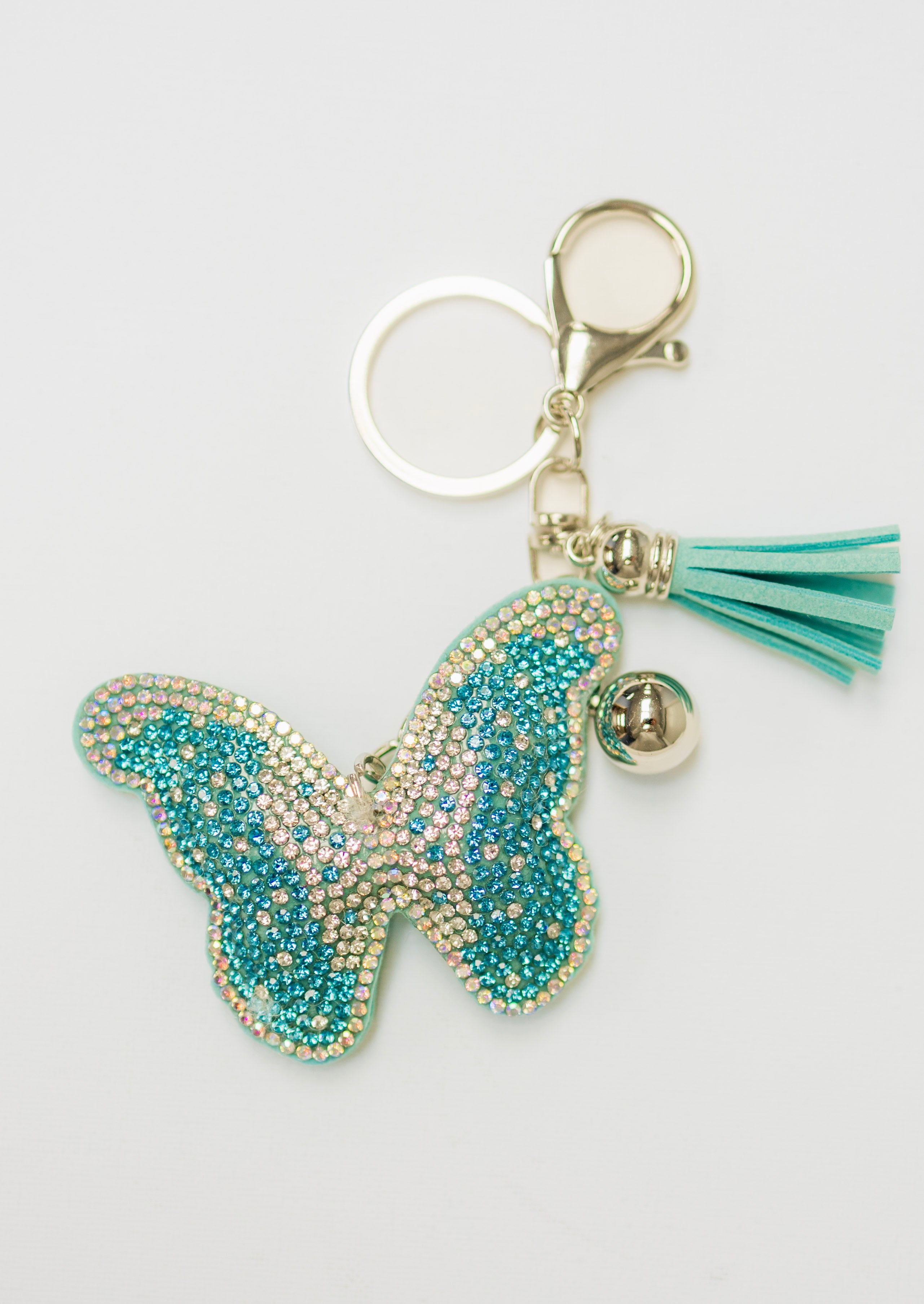 White and Teal Butterfly Charm