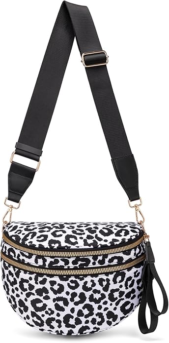 White & Black Leopard Bum Bag