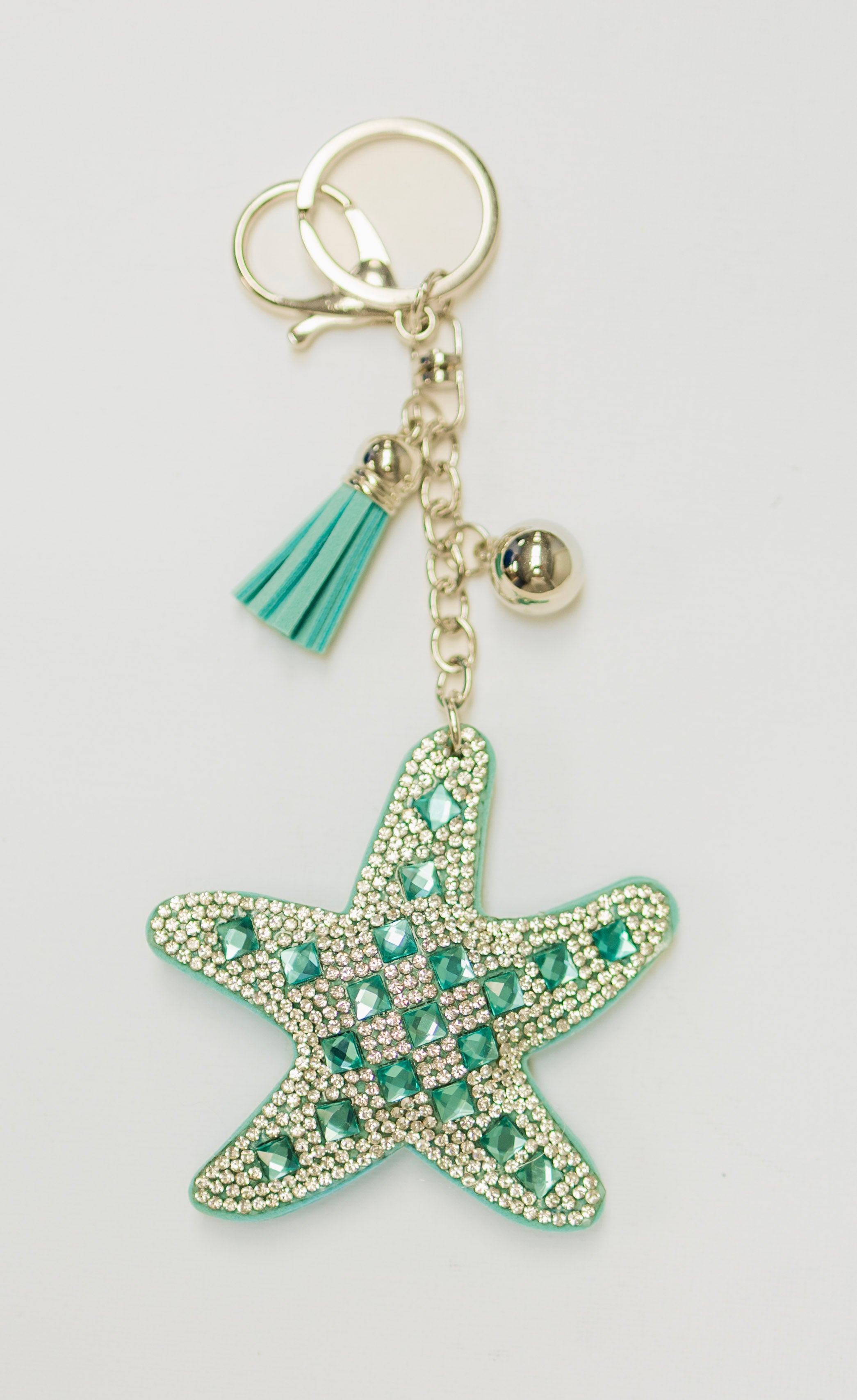 White and Teal Starfish Charm
